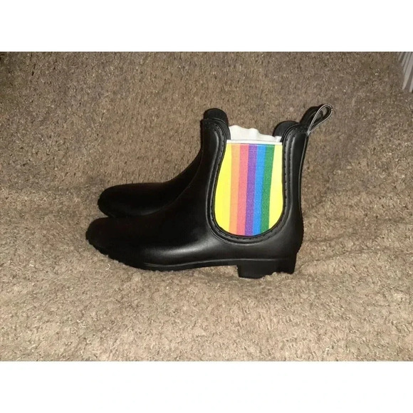 CATHERINE MALANDRINO-Black Matte Rubber-Rainbow Pride Gusset-Sz 40-Excellent - Picture 2 of 7